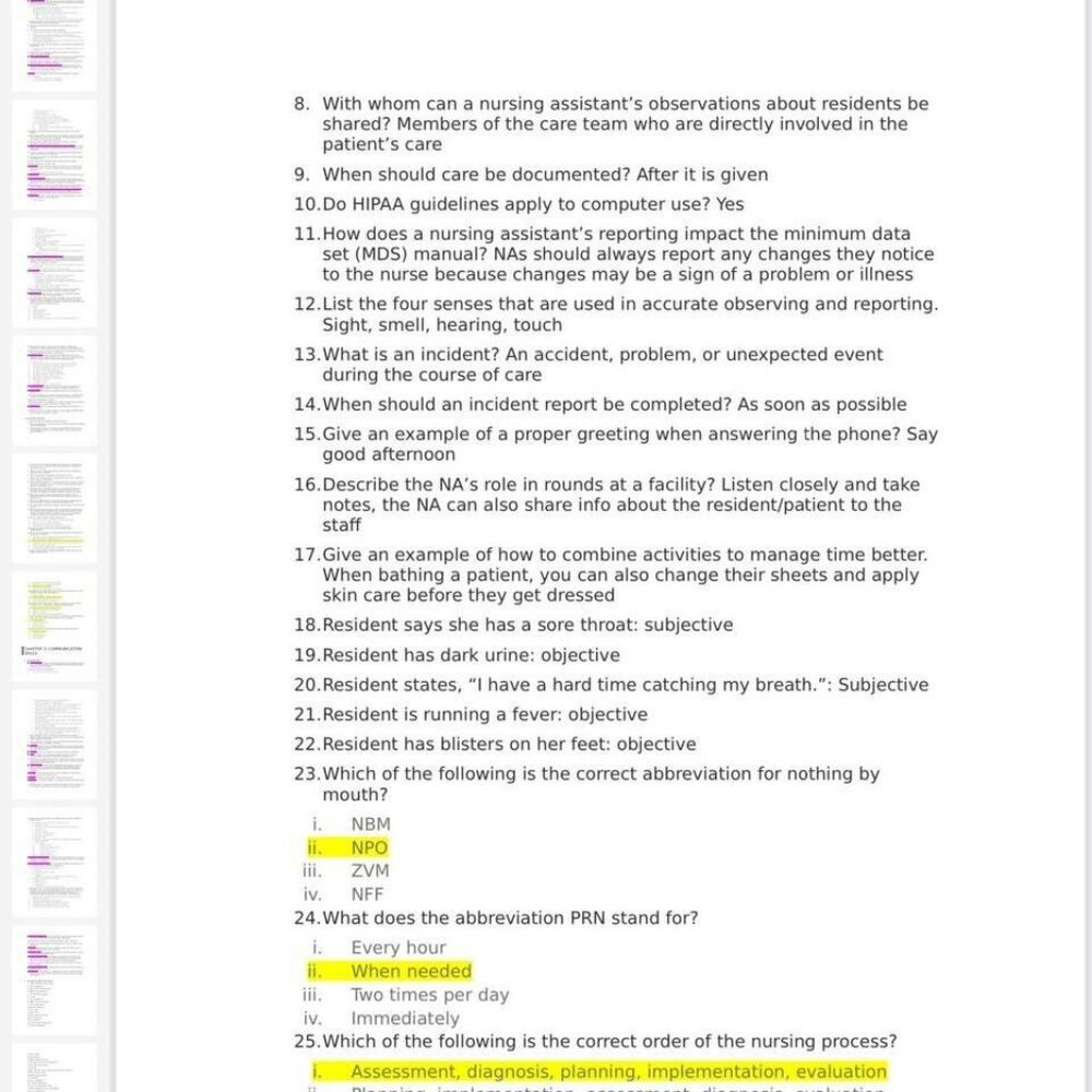 CNA State Test Study Guide - Picture 3 of 5